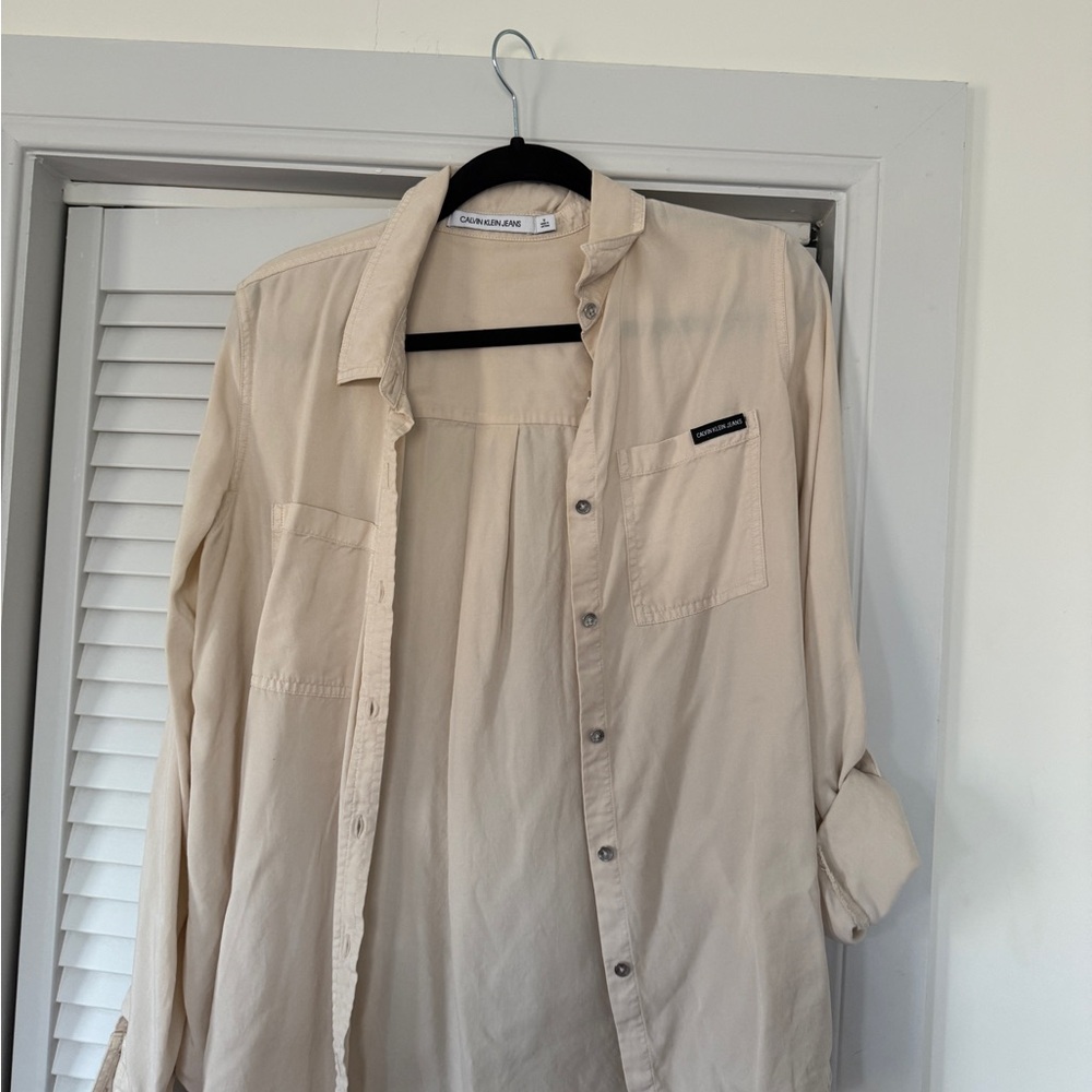 Calvin Klein Jeans Women's Cream Button Down Shirt